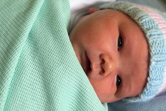 Hudson born on August 8, weighing 8lbs 14oz.