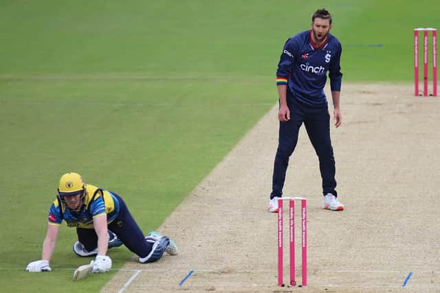 AJ Tye in action during the defeat to the Birmingham Bears at the County Ground
