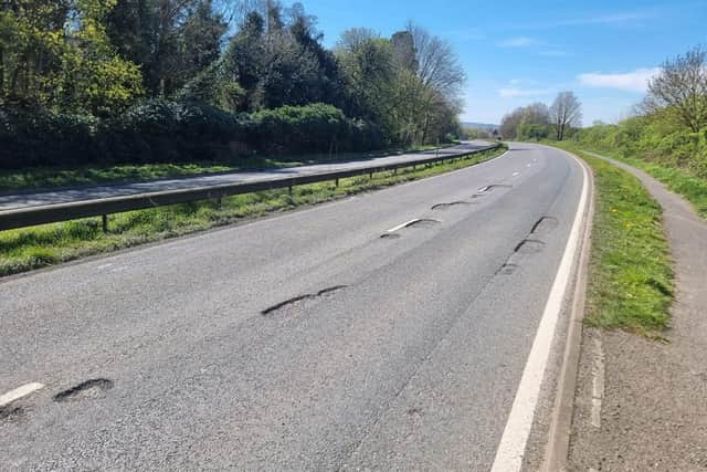 Here's the current condition of part of the eastbound section of the A4500 near Upton
