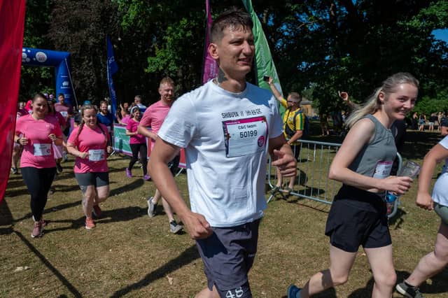 Runners taking part in the Pretty Muddy Race For Life at Abington Park in Northampton on Saturday, July, 11, 20026. Photo by David Jackson.