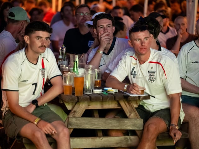 Football fans watching England vs Norway in the garden of The Black Prince in Northampton on Saturdy, July 11, 2026. Photo by David Jackson.