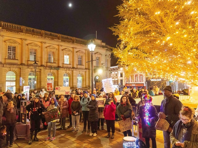 Activists joined the march on Friday November 28 to stand against violence towards women and girls.
