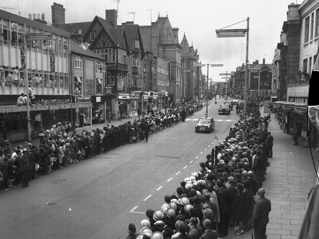 Royal visit 1965 in Abington Street, Northampton