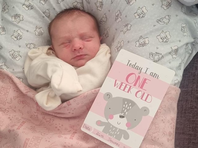 Amelia Rachel born on January 17, 2023 at 12.38pm at NGH. He weighed 7lbs 11oz.