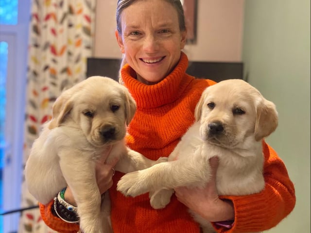 Volunteer Lucy with Hobnobs litter