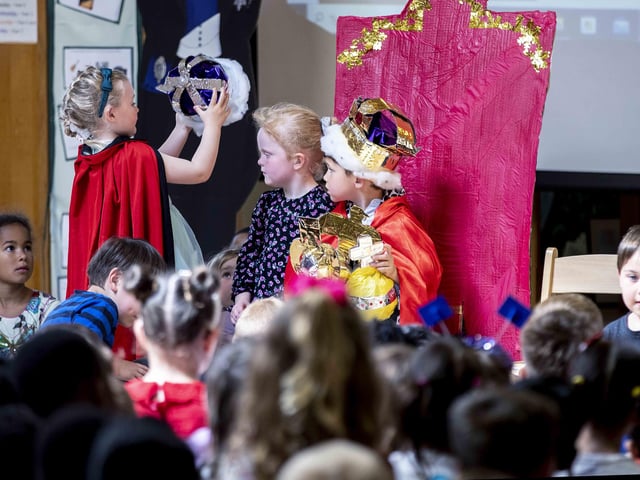 Pupils and teachers at the school held a 'fake' Coronation on Thursday (May 4) ahead of the historic event.