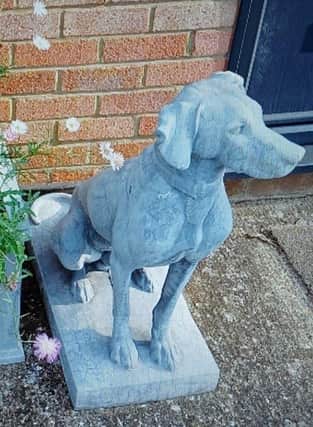 The cast stone statue of a hunting dog was stolen from a home in Northampton.