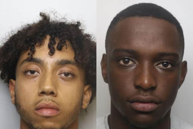 Elliott Tevera (left) and Leeroy Hudson (right) have both been jailed. Jack Callum Moss has also been jailed, however his custody photo has not been released. Photo: Northamptonshire Police.