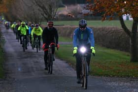Cyclists make their way from Marston Lodge at the Festival of Cycling