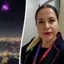 Denisa Tanase, 36, was working on a flight from Luton to Syzmany in Poland when she spotted a stunning view out of the window