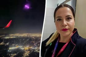 Denisa Tanase, 36, was working on a flight from Luton to Syzmany in Poland when she spotted a stunning view out of the window