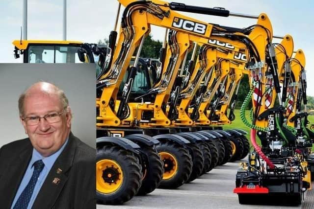 Councillor Larratt (left). JCB Pothole Pro (main).