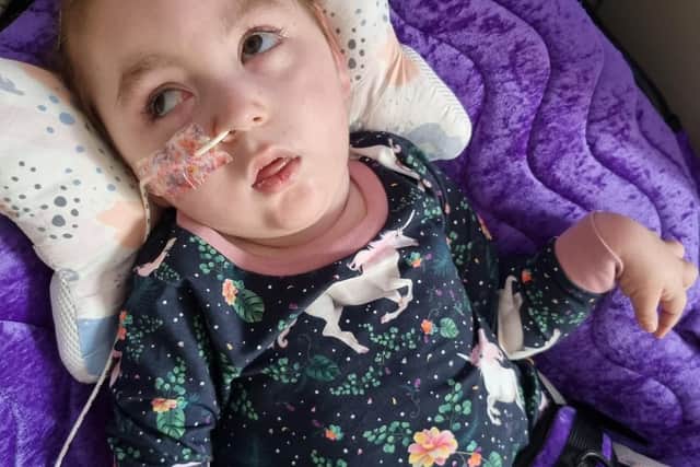 Two-year-old Eleni lives with a rare life-limiting metabolic condition called Nonketotic Hyperglycinemia (NKH).