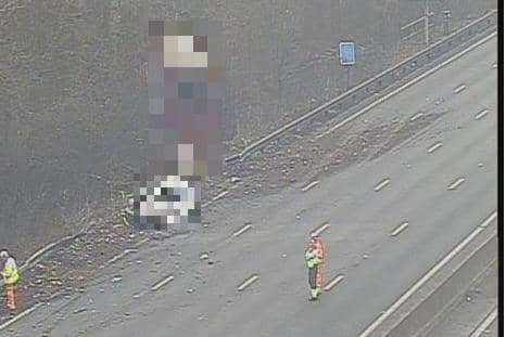 The scene of the collision on the M1 northbound. Photo: Motorway Cameras.