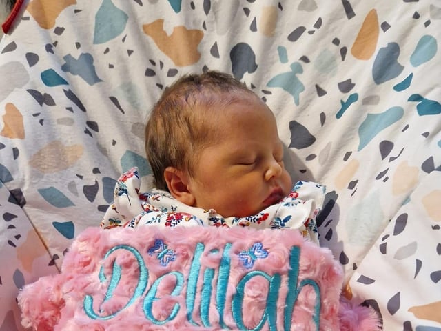 Delilah Frances born at 11am on December 7 at Northampton General Hospital, weighing 7lbs 11oz.