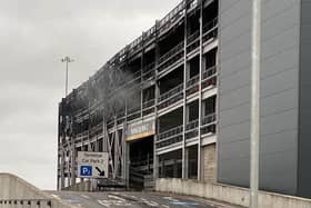 The aftermath of a blaze in a parking garage at London Luton Airport. Photo: Bedfordshire Fire and Rescue Service