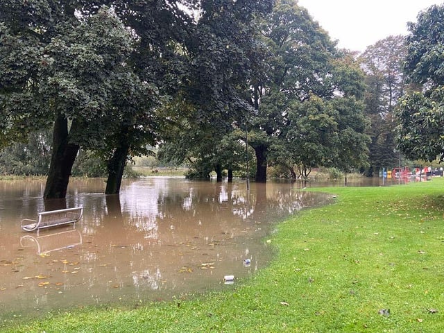 The play area at Millers Meadow is underwater.