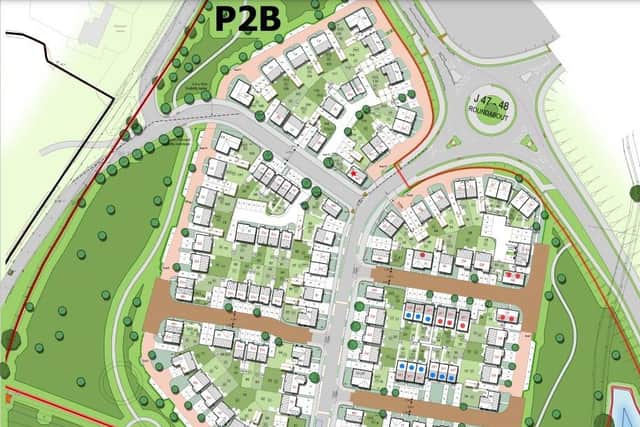 Site plans for the 120 homes in phase 2B of the Norwood Farm development.