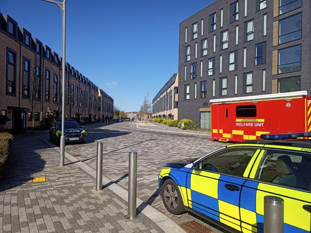 A smaller police presence remains on the campus today (Tuesday)