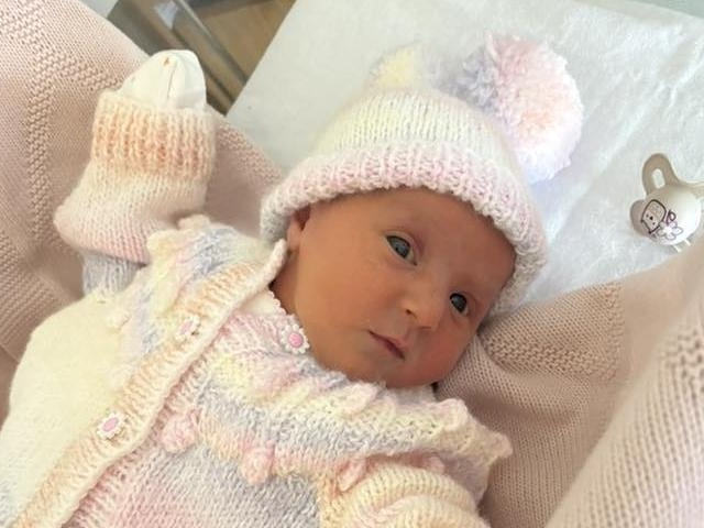 Pollie Grai born on November 14 (two weeks early) at Northampton General Hospital, weighing 6lbs 14oz.
