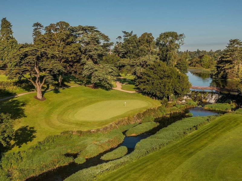 An aerial image of the bridge across to the 15th green and 16th tee at Carton House