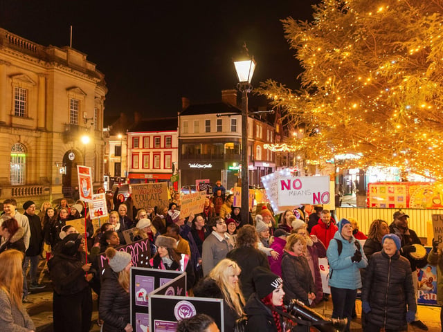 Activists joined the march on Friday November 28 to stand against violence towards women and girls.