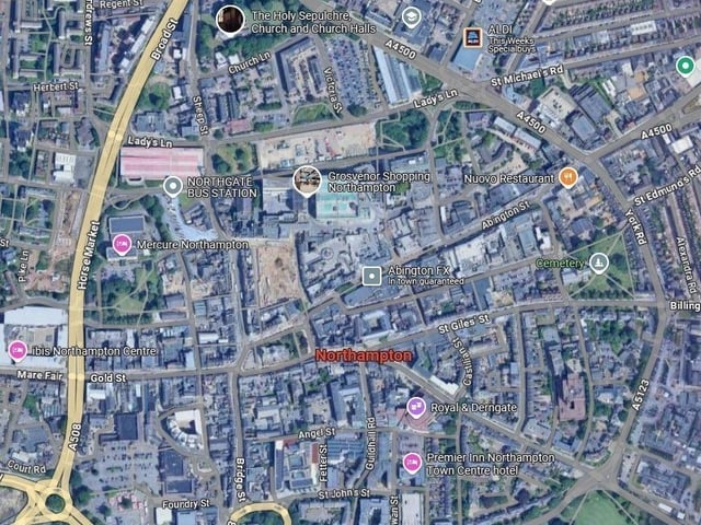 101 reports of anti-social behaviour were made relating to Northampton town centre, which means it comes in top of the list.