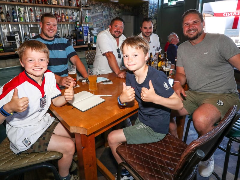 Twins Jude and Lenny Wright from Southsea with Charlie Davies, Ryan Long, Phil Barta and Michael Whitelock in The Shepherds Crook
Picture: Stuart Martin (220421-7042)