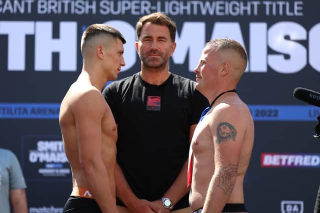 Kieron Conway squares up to Gregory Trenel at the weigh-in (Picture: Mark Robinson Matchroom Boxing)