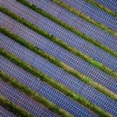 Library picture of a solar farm (Photo by Adrian DENNIS / AFP via Getty Images)