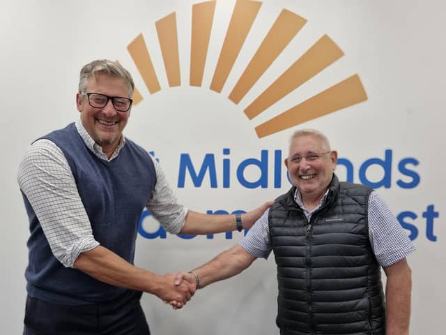 New chair Stephen Morales, left, with outgoing chair Kevin Crompton