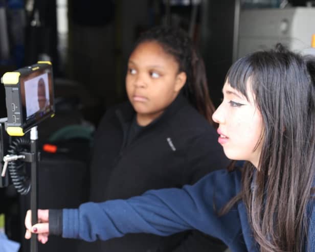 Pauline Quirke Academy young filmmaker Kinara (left) and director Eden (right)