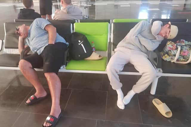 The family were stuck waiting at the airport for 40 hours, along with hundreds of other customers.