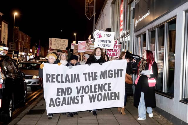 The event took place in Northampton on Friday November 2024 and saw dozens of activists march for an end to violence against women and girls.