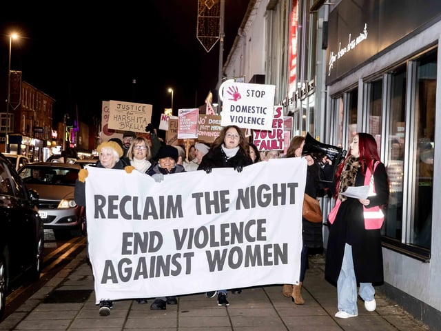 The event took place in Northampton on Friday November 2024 and saw dozens of activists march for an end to violence against women and girls.