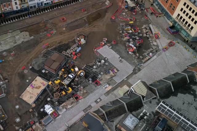 Drone footage shows latest progress being made at Market Square