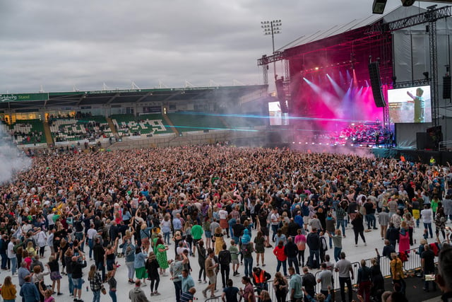 Fans inside Franklin's Gardens for Pete Tong's Ibiza Classics with The Symphony Orchestra, conducted by Jules Buckley on Friday, June 24, 2022. Photo by David Jackson.