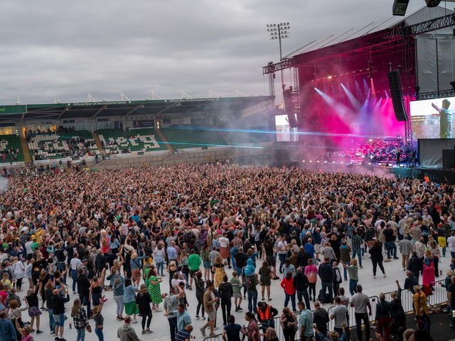 Fans inside Franklin's Gardens for Pete Tong's Ibiza Classics with The Symphony Orchestra, conducted by Jules Buckley on Friday, June 24, 2022. Photo by David Jackson.