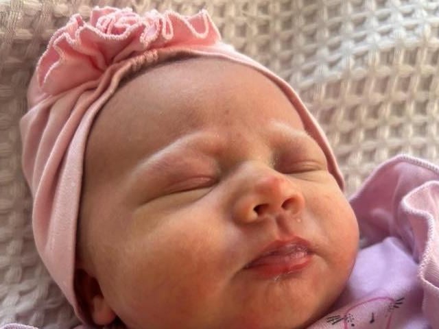 Ambie Jax born at 12.49pm on March 3, weighing 7lbs 1oz.