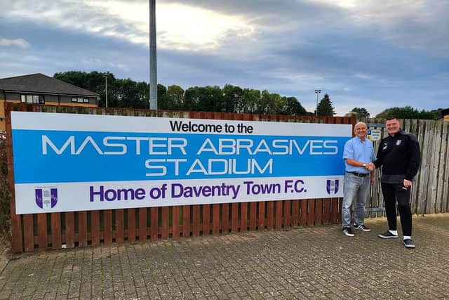 Master Abrasives Managing Director Paul Batson with Commercial contact for DTFC, Mike Doney