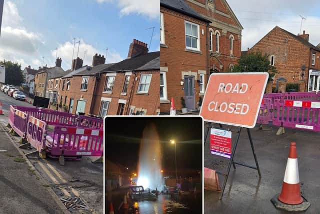 A water leak in Broad Street, Earls Barton started last night Pictures: Charlie Louise/Trudy Bulford