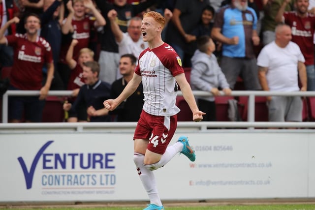 A dream way to start his Cobblers career. Wasn't on his heels when Hoskins put in the cross like many players might have been. Busted a gut to get in there and he was rewarded... 7