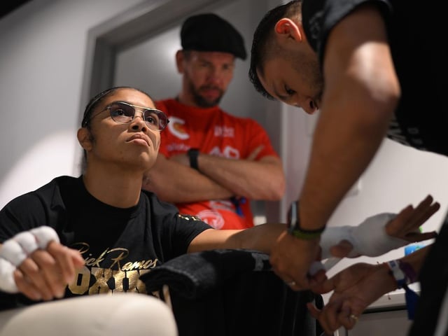 Jessica McCaskill was the picture of calmness as she prepared for her clash with Chantelle Cameron (Picture: Matthew Pover / Matchroom Boxing)