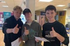 Students celebrate A-Level results at Campion School.