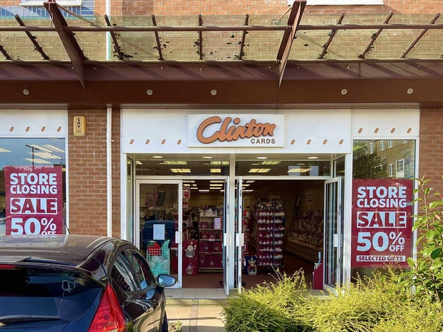 Daventry’s Clintons store is closing down today, Tuesday, October 17, with half-price discounts on selected gifts and cards, as seen on the sign on the shop front.