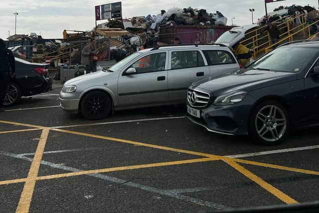 The parking system has been changed at the Sixfields site, where motorists must now reverse park at an angle. More than half of the spaces have also been removed.