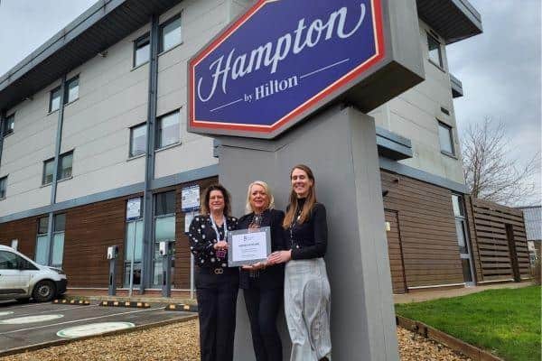 Left: Rebekka Hammersley – Hotel General Manager, Hampton by Hilton. Middle: Gina Bubbins – Group Director of Business Development, The Bedford College Group. Right: Fiona Stacey – Director of Sales, Hampton by Hilton.