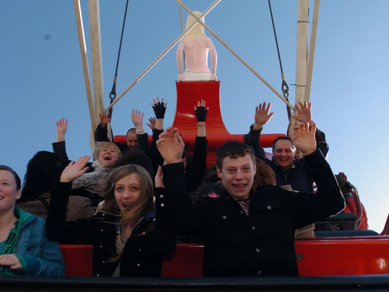 Kettering  Pirate Ship  Wicksteed Park: l-r Christy Bullock, and Brigham Noble, enjoy the Pirate Ship ride April 2006