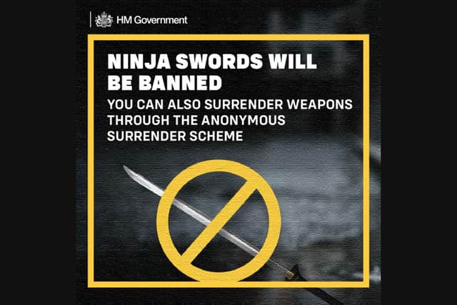 Northamptonshire Police are taking part in a ninja knife amnesty. Image: NW / HM Government