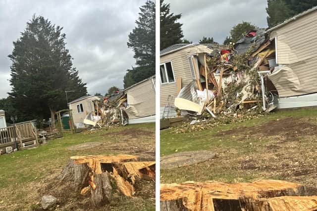 Strong winds on Monday, September 15, caused a tree to fall on a caravan at Bird Lake Meadow in Billing Aquadrome.